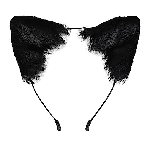 Kunstfell Fuchsohren Stirnband pelzige Wolfsohren Flauschige Katzenohren Haarreifen Tierkostüm Zubehör für Kinder Mädchen Frauen Kostüm Cosplay Kostüm von BakerMiche