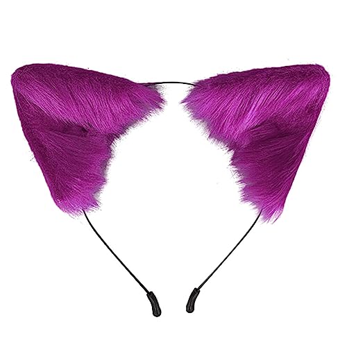 Kunstfell Fuchsohren Stirnband pelzige Wolfsohren Flauschige Katzenohren Haarreifen Tierkostüm Zubehör für Kinder Mädchen Frauen Kostüm Cosplay Kostüm von BakerMiche