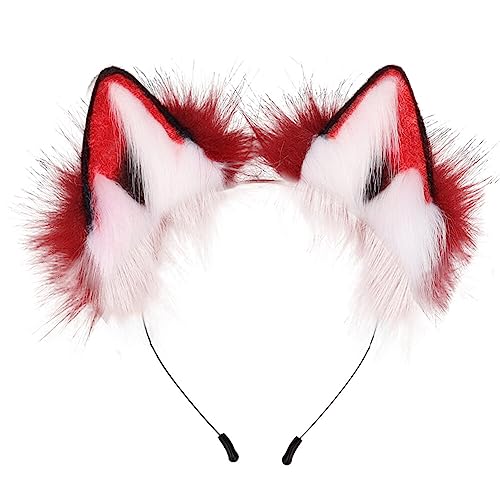 Kunstfell Katzenohren Stirnband handgefertigt pelzige Fuchsohren Flauschige Wolfsohren Haarreifen Damen Cosplay Kostüme Halloween Verkleiden für Kinder und Erwachsene von BakerMiche