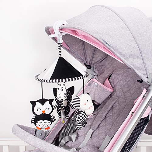 Baby Kinderwagen Spielzeug Bett Hängen Spielzeug Babyschale Aktivitäten Spielzeug Babybett Krippe Autositz Reisespielzeug Schwarz Weiß Plüsch Geklapper Ringe Weiche Plüschtiere mitWindspiele fürKinder von Bakermiche