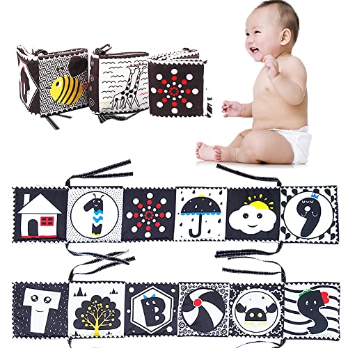 Black & White Stoff-Buch Black & White Stoff-Buch kontrastbuch für Babys Stoffbuch Weiche Bücher Babys erste Buch Baby Soft Bilderbuch Stoffbuch Baby Spielzeug Neugeborene Lernspielzeug Geschenk von Bakermiche