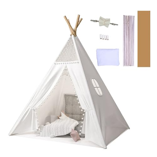 Baketron Kindertipi Spielzelt Tipi Zelt für Kinder Kinderzimmer Deko Kinderzelt Für Drinnen Spielzelt Indoor Spielgeräte Spielzimmer Wigwam Faltbares Spielhaus von Baketron