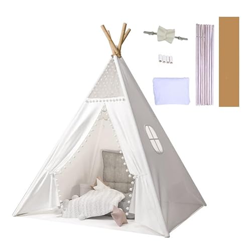 Baketron Tipi Zelt für Kinder，Spielzelt Tipi Kinderzelt mit Fenster，Kinderzimmer Teepee Indianerzelt für drinnen und draußen Kuschelecke Spielhaus A von Baketron