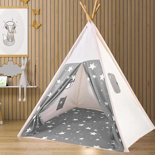 Baketron Tipi Zelt für Kinder,Tippi Kinderzelt,Spielzelt Tipi Kinderzelt mit Fenster,Kinderzimmer Teepee Indianerzelt für drinnen und draußen Kuschelecke Spielhaus C Baketron Tipi Zelt für Kinder,Tippi Kinderzelt,Spielzelt Tipi Kinderzelt mit Fenster,Kinderzimmer Teepee Indianerzelt für drinnen und draußen Kuschelecke Spielhaus C von Baketron