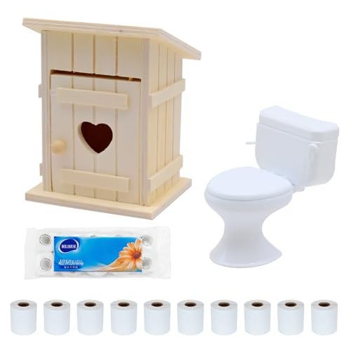 3 Stück Puppenhaus Badezimmer Zubehör, Miniatur Puppenhaus Toiletten Holz Puppenhaus Möbel Wichtel Zubehör Set, Geburtstagsgeschenke für Mädchen Jungen 3 Stück Puppenhaus Badezimmer Zubehör, Miniatur Puppenhaus Toiletten Holz Puppenhaus Möbel Wichtel Zubehör Set, Geburtstagsgeschenke für Mädchen Jungen von Bakiauli
