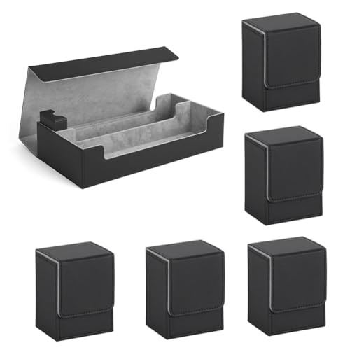 Bakkeny 1 Satz Magnetkarten-Aufbewahrungsbox, Deckhülle mit Seitlicher Lademöglichkeit, Spielkartenbox, Schwarz, Schwarz von Bakkeny