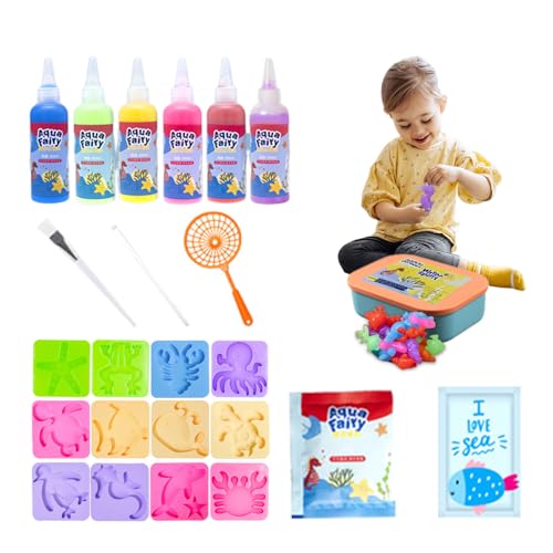 Balakaka Magic Water Elf mit 6 Flaschen Farbgel, DIY Magisches Wassergel Kreativ Kit Aqua Gelz Set mit Form, 3D Meer Kreaturen Lernspielzeug Geschenk für Kinder 3+ Balakaka Magic Water Elf mit 6 Flaschen Farbgel, DIY Magisches Wassergel Kreativ Kit Aqua Gelz Set mit Form, 3D Meer Kreaturen Lernspielzeug Geschenk für Kinder 3+ von Balakaka