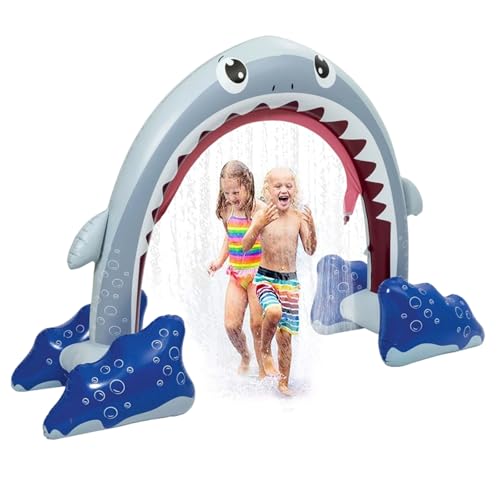 Balakaka Aufblasbare Wasserspiel-Bogen für Kinder, Hai-Design, Wassersprinkler Kinder 250 x 175 x 95 cm, perfekt für den Garten, Strand oder Pool von Balakaka