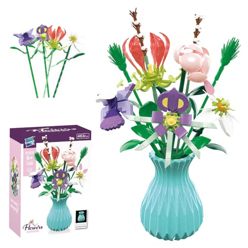 Balakaka Blume Bausteine 463 Stück, Künstliche Blumen Set für Erwachsene mit Vase, Botanisches Bausteinspielzeug Zimmerdeko und Geschenkidee für Frauen Balakaka Blume Bausteine 463 Stück, Künstliche Blumen Set für Erwachsene mit Vase, Botanisches Bausteinspielzeug Zimmerdeko und Geschenkidee für Frauen von Balakaka