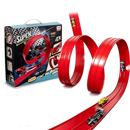 Balakaka Flexible Rennstrecke Auto Rennbahn Spielzeug 4m, Rolls Up Portable Racetrack Loops mit Saugnäpfen für Sprünge Rampen, DIY-Autobahn mit 4 Autos Geschenke für Kinder ab 3 Jahren Balakaka Flexible Rennstrecke Auto Rennbahn Spielzeug 4m, Rolls Up Portable Racetrack Loops mit Saugnäpfen für Sprünge Rampen, DIY-Autobahn mit 4 Autos Geschenke für Kinder ab 3 Jahren von Balakaka