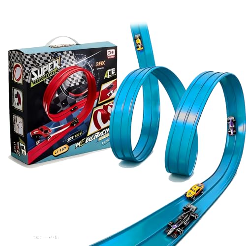 Balakaka Flexible Rennstrecke Auto Rennbahn Spielzeug 4m, Rolls Up Portable Racetrack Loops mit Saugnäpfen für Sprünge Rampen, DIY-Autobahn mit 4 Autos Geschenke für Kinder ab 3 Jahren Balakaka Flexible Rennstrecke Auto Rennbahn Spielzeug 4m, Rolls Up Portable Racetrack Loops mit Saugnäpfen für Sprünge Rampen, DIY-Autobahn mit 4 Autos Geschenke für Kinder ab 3 Jahren von Balakaka