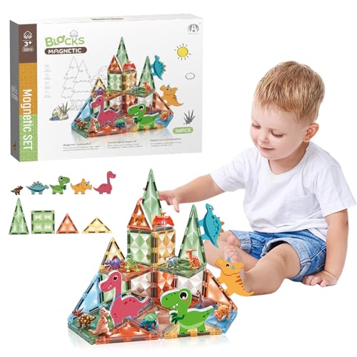 Balakaka Magnetische Bausteine Dinosaurier 36 Stück, Magnetbausteine Kreatives Konstruktionsspielzeug Montessori Spielzeug, STEM-Lernspielzeug-Geschenk für 3+ Jahre alte Jungen Mädchen Balakaka Magnetische Bausteine Dinosaurier 36 Stück, Magnetbausteine Kreatives Konstruktionsspielzeug Montessori Spielzeug, STEM-Lernspielzeug-Geschenk für 3+ Jahre alte Jungen Mädchen von Balakaka