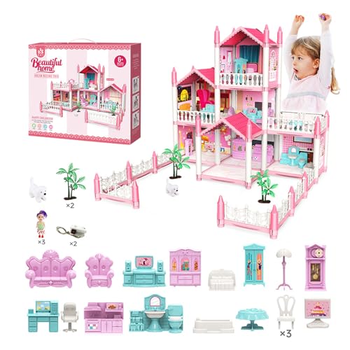 Balakaka Prinzessin Schloss mit Accessoires Möbel und Haushalt Zubehör,Mädchen Schloss Bausteine,Prinzessinnenspielzeug,Mini Todou Puppenhaus Traumhaus für Mädchen, Geschenke für Kinder von Balakaka