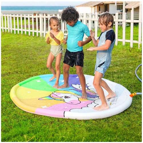 Balakaka Splash Pad 170 * 170cm Cartoon Einhorn, Sprinkler Wasser Spielmatte Outdoor Wasserspiel mit Reparatur Patch, Kinder Sommer Spielzeug für Garten Strand Balakaka Splash Pad 170 * 170cm Cartoon Einhorn, Sprinkler Wasser Spielmatte Outdoor Wasserspiel mit Reparatur Patch, Kinder Sommer Spielzeug für Garten Strand von Balakaka