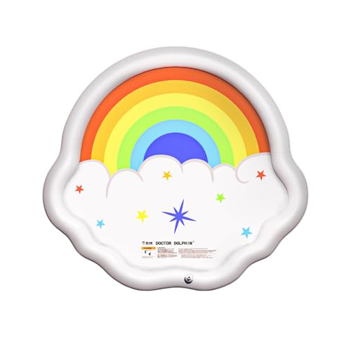 Balakaka Splash Pad 175 * 163cm Cartoon Regenbogen, Sprinkler Wasser Spielmatte Outdoor Wasserspiel mit Reparatur Patch, Kinder Sommer Spielzeug für Garten Strand von Balakaka