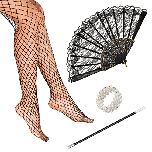 Balinco 1920er Accessoires Damen Set, Perlenarmband, Fächer, Netzstrumpfhose, Zigarettenhalter, Karneval, Weiberfastnacht, 20er Jahre Outfit Zubehör Balinco 1920er Accessoires Damen Set, Perlenarmband, Fächer, Netzstrumpfhose, Zigarettenhalter, Karneval, Weiberfastnacht, 20er Jahre Outfit Zubehör von Balinco
