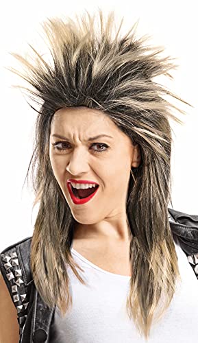 Balinco 80er Tina Rockstar Perücke Perücke schwarz & blond - das perfekte Accessoire für Ihr rockiges Kostüm zum Karneval von Balinco