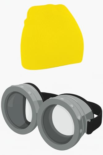 Balinco Cartoon Set – Lustige Beanie mit Augen & passende Spaßbrille | Witziges Kostüm-Zubehör für Karneval, Fasching, Mottoparty & Halloween | Für Kinder & Erwachsene | Verkleidung im Minions Stil von Balinco