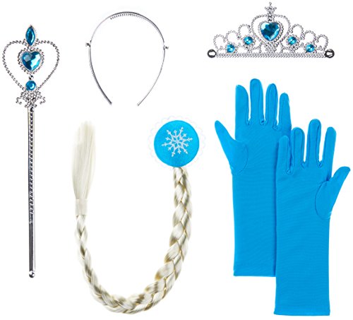 Balinco Eisprinzessin/Prinzessin Set bestehend aus Diadem + Handschuhe + Zauberstab bzw. Zepter + Zopf für Kinder ab 2 bis 9 Jahren von Balinco