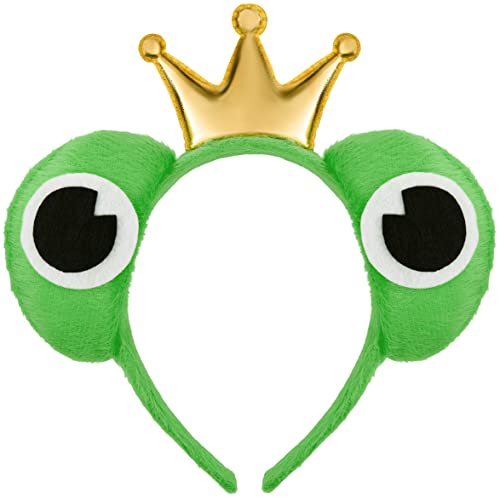 Balinco Frosch Haarreif mit Krone | Froschkönig Haarreifen | Froschaugen | Crazy Frog Headband als Accessoire für das das perfekte Kostüm als Frosch für Erwachsene von Balinco