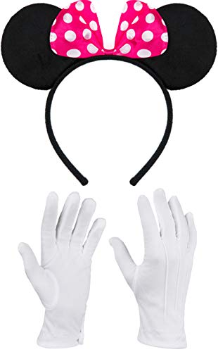 Balinco Haarreifen in schwarz mit Maus Ohren Mouse mit Schleife in pink mit weißen Punkten inklusive weiße Handschuhe für Erwachsene Balinco Haarreifen in schwarz mit Maus Ohren Mouse mit Schleife in pink mit weißen Punkten inklusive weiße Handschuhe für Erwachsene von Balinco