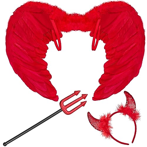 Balinco Halloween Teufel Kostüm Set, Teufelsohren + Dreizack + Flügel, Teufelchen Outfit, Teufel Hörner Rot, Teufelsgabel, Teufelsdreizack, Teufelsflügel Outfit, Karneval, Fasching Balinco Halloween Teufel Kostüm Set, Teufelsohren + Dreizack + Flügel, Teufelchen Outfit, Teufel Hörner Rot, Teufelsgabel, Teufelsdreizack, Teufelsflügel Outfit, Karneval, Fasching von Balinco
