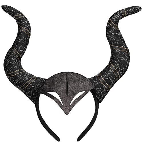 Balinco Hörner Haarreif/Hut, Kopfbedeckung, Halloween Kostüm Damen, Gothic, Cosplay, Teufel Kostüm, Teufelshörner Headband, Hexenkostüm, Karneval, Fasching (Haarreif) von Balinco