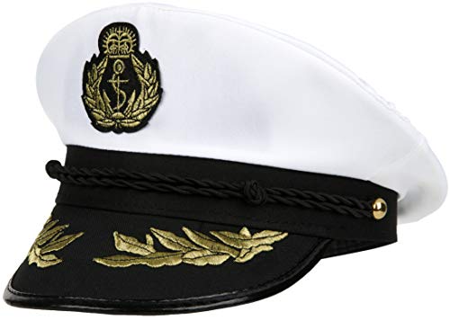 Balinco – Kapitänsmütze für Damen & Herren – Kostüm Accessoire für Karneval, Fasching & Mottoparty – Matrosenmütze Einheitsgröße – Klassische Seemannsmütze mit goldenen Verzierungen & schwarzer Kordel von Balinco