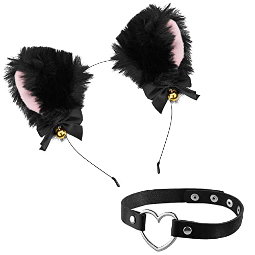 Balinco Katzenohren Haarreif & Herz Halsband, Kawaii Deko Dress, Plüsch Ohren, Plush, Cat Ears, Cosplay Anime Girl Accessoires, Haarband, Karneval, Fasching, Halloween, Festival Balinco Katzenohren Haarreif & Herz Halsband, Kawaii Deko Dress, Plüsch Ohren, Plush, Cat Ears, Cosplay Anime Girl Accessoires, Haarband, Karneval, Fasching, Halloween, Festival von Balinco