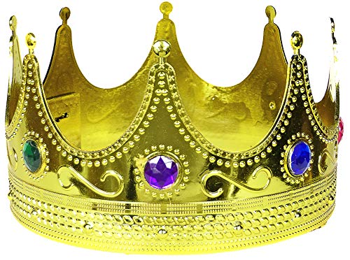 Balinco Krone in Gold | Königskrone | Königin | Crown mit farbigen Rubinen besetzt - das perfekte Accessoire für Ihr Königskostüm von Balinco