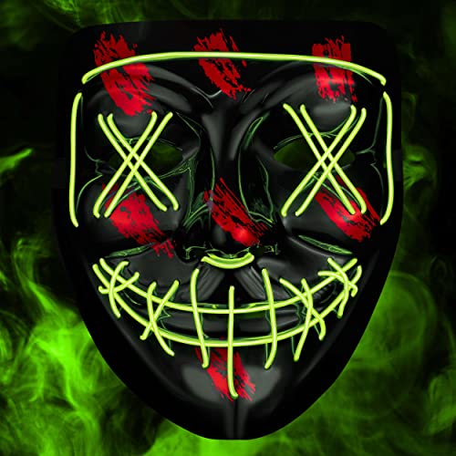 Balinco LED Maske mit 3 Leuchtmodi - perfekt für Techno DJ | Halloween | Cosplay | Karneval | Gruselmaske | Neon Maske | als Ergänzung zum Horror Kostüm (Neon Grün) von Balinco