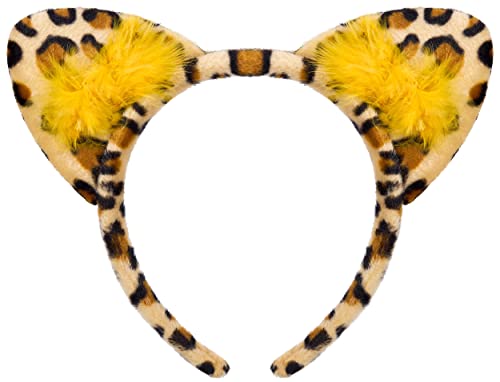 Leopard Haarreif mit Plüschohren | Haarreifen | Leo Headband | Haarschmuck Katze | Katzen Stirnband | Cat Headwear | Karneval Fasching Halloween Party von Balinco