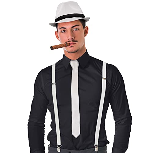 Balinco MAFIA KOSTÜM SET, 20er Jahre Accessoires, Karneval Outfit Herren, Weiß, Zigarre, Zylinder Hut, Krawatte, Hosenträger, Fasching, Fastnacht, Party, Silvester Outfit Balinco MAFIA KOSTÜM SET, 20er Jahre Accessoires, Karneval Outfit Herren, Weiß, Zigarre, Zylinder Hut, Krawatte, Hosenträger, Fasching, Fastnacht, Party, Silvester Outfit von Balinco