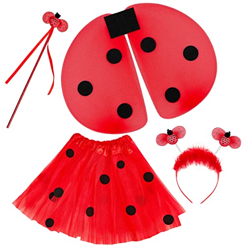 Balinco Marienkäfer Kostüm Set, Haarreif + Tutu Rock + Flügel & Zauberstab, Rot & Schwarz gepunktet, Ladybug Party Outfit, Geburtstagskostüm, Fasching, Karneval, Halloween Balinco Marienkäfer Kostüm Set, Haarreif + Tutu Rock + Flügel & Zauberstab, Rot & Schwarz gepunktet, Ladybug Party Outfit, Geburtstagskostüm, Fasching, Karneval, Halloween von Balinco