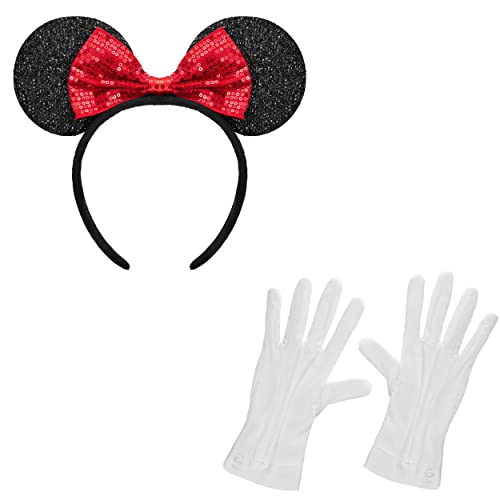 Balinco Maus Ohren mit Schleife + Handschuhe Set, Schwarz, Weiß, Rot, Haarschleife, Haarschmuck, Party Accessoires, Karneval Kostüm Damen, Faschingskostüme Balinco Maus Ohren mit Schleife + Handschuhe Set, Schwarz, Weiß, Rot, Haarschleife, Haarschmuck, Party Accessoires, Karneval Kostüm Damen, Faschingskostüme von Balinco