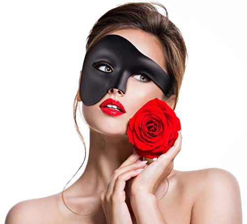 Balinco Oper Halbmaske, Herrenmaske, Damenmaske, Venezianische Karnevalsmaske, Half Face Mask, Halloween Maske, Gesichtsmaske Fasching (Schwarz) von Balinco