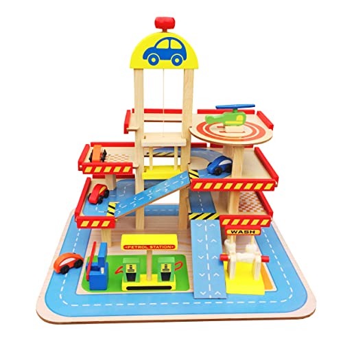 Balinco PARKHAUS FÜR Kinder, Parkgarage mit 3-Etagen, Aufzug, Ticketschalter, Waschstraße, Tankstelle, 4 Autos, Hubschrauber - Holzspielzeug ab 3 Jahre Balinco PARKHAUS FÜR Kinder, Parkgarage mit 3-Etagen, Aufzug, Ticketschalter, Waschstraße, Tankstelle, 4 Autos, Hubschrauber - Holzspielzeug ab 3 Jahre von Balinco