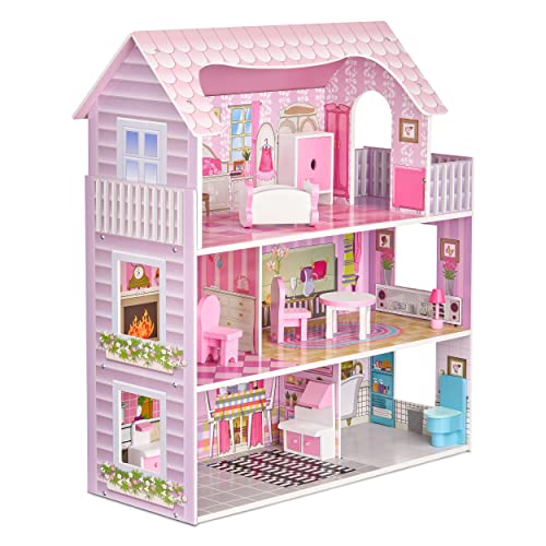 Balinco PUPPENHAUS Holz, 3 Etagen, 5 Zimmer bestehend aus Wohn- & Schlafzimmer, Balkon, Küche, Bad & Toilette. Inkl. Miniatur Möbel, Holzspielzeug ab 3 Jahre Balinco PUPPENHAUS Holz, 3 Etagen, 5 Zimmer bestehend aus Wohn- & Schlafzimmer, Balkon, Küche, Bad & Toilette. Inkl. Miniatur Möbel, Holzspielzeug ab 3 Jahre von Balinco