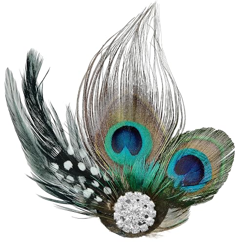 Balinco Pfauenfedern Haarschmuck mit Brosche, Pfau Kostüm, Gefieder Kopfschmuck, Feder Haarreif, 1920 Accessoires Damen, 20er Jahre Haarspange, Karneval, Fasching, Halloween Balinco Pfauenfedern Haarschmuck mit Brosche, Pfau Kostüm, Gefieder Kopfschmuck, Feder Haarreif, 1920 Accessoires Damen, 20er Jahre Haarspange, Karneval, Fasching, Halloween von Balinco
