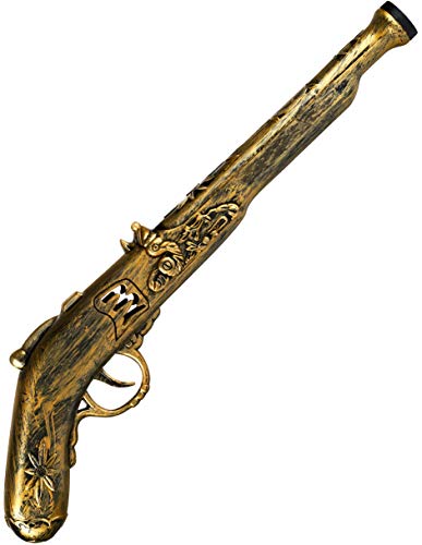 Piratenpistole Gold | Piraten Pistole | Revolver | Räuber Gewehr | Waffe aus Kunststoff - das perfekte Accessoire für Kinder & Erwachsene zum Piratenkostüm von Balinco