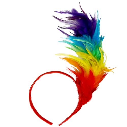 Balinco Regenbogen Feder Haarreif, Bunter Kopfschmuck ideal für Kostüme & Festliche Anlässe, Papagei-Thema, Karneval, Fasching von Balinco