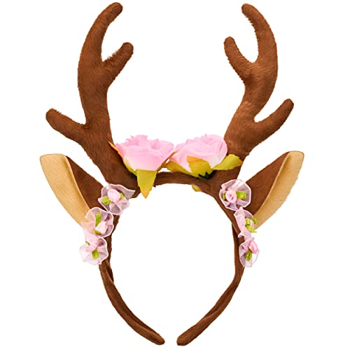 Balinco Rentier Haarreif mit Ohren, Geweih & Blüten, Blumen, Blümchen, Reh, Hirschgeweih, Tier Hörner, Kostüm Damen, Halloween, Karneval, Fasching, Weihnachten, Fotobox Accessoires Balinco Rentier Haarreif mit Ohren, Geweih & Blüten, Blumen, Blümchen, Reh, Hirschgeweih, Tier Hörner, Kostüm Damen, Halloween, Karneval, Fasching, Weihnachten, Fotobox Accessoires von Balinco
