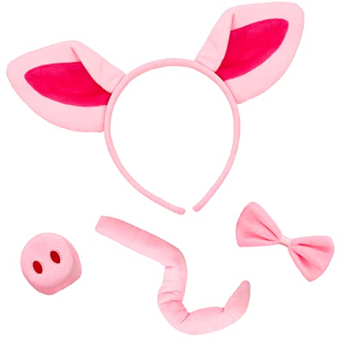 Balinco Schwein Kostüm Set bestehend aus Ohren Haarreif, Fliege, Schwanz & Schweinenase, Schweinchen Kostüm, Karneval, Cosplay, Halloween von Balinco