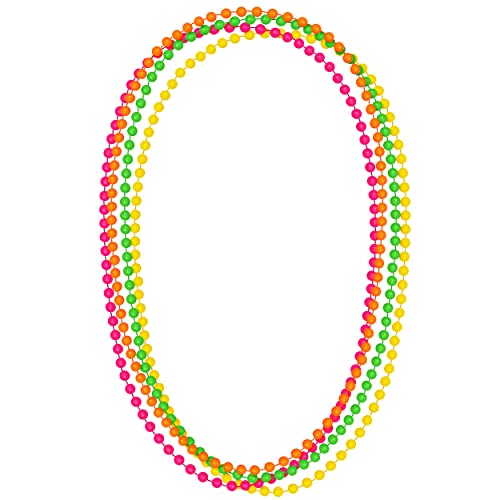 Balinco Set mit 4 Stück Bunte Hippie Perlen Ketten in den Farben Pink | Orange | Grün | Gelb für Damen von Balinco