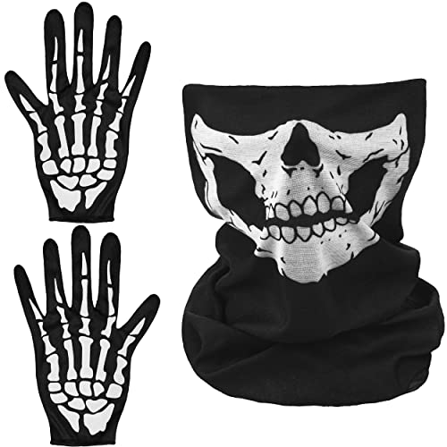 Balinco Skelett Maske + Skelett Handschuhe | Gesichtsmaske | Totenkopf Maske Schwarz | Knochen Weiß Halloween | Karneval | Fasching | Damen & Herren von Balinco