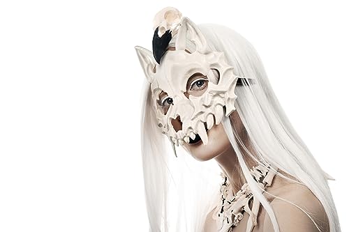 Balinco Skelett Maske Halloween, Gesichtsmaske Wolf, Horror Augenmaske Werwolf, Knochen Halbmaske, Tier Schädel, Tierskelett Gesichtsbedeckung Karneval, Fasching von Balinco