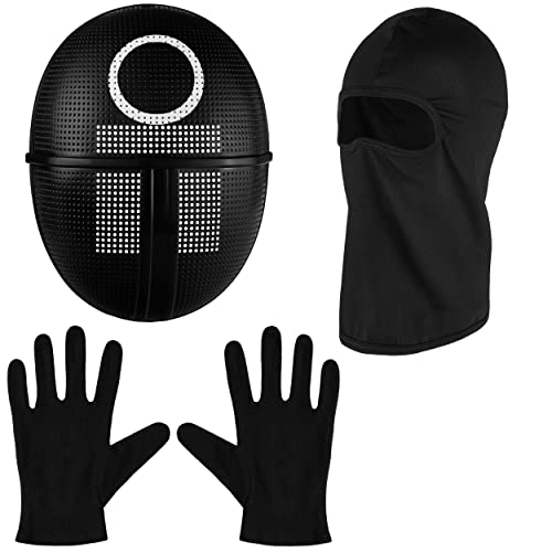 Balinco The Game Maske + Sturmhaube + schwarze Handschuhe + 1x Spielkarte für Halloween, Fasching & Karneval als Kostüm für Herren & Damen (Kreis) von Balinco