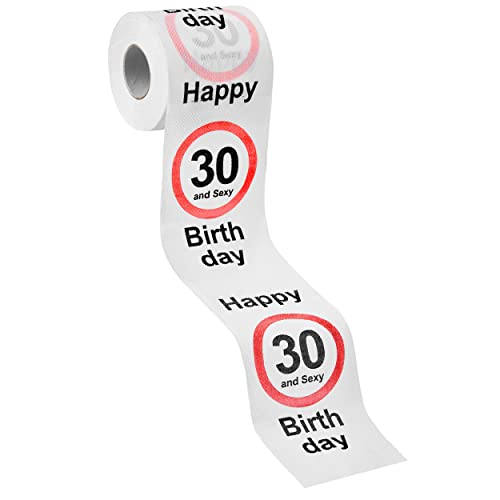 Balinco Toilettenpapier Geschenk, Klopapier Happy Birthday Deko, Lustige Geschenkideen zum Geburtstag, Geburtstagsgeschenk für Frauen/Männer, 250 Blatt (30) von Balinco