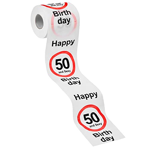 Balinco Toilettenpapier Geschenk, Klopapier Happy Birthday Deko, Lustige Geschenkideen zum Geburtstag, Geburtstagsgeschenk für Frauen/Männer, 250 Blatt (50) von Balinco