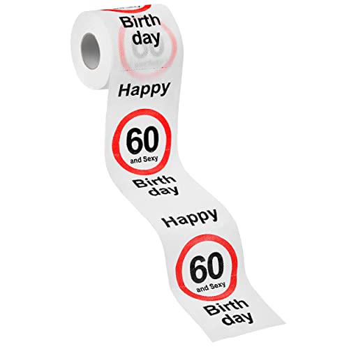 Balinco Toilettenpapier Geschenk, Klopapier Happy Birthday Deko, Lustige Geschenkideen zum Geburtstag, Geburtstagsgeschenk für Frauen/Männer, 250 Blatt (60) von Balinco